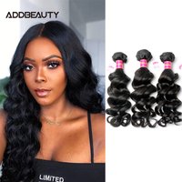 Addbeauty Natural Wave Raw Virgin Hair Unproccessed One Donor Hair Brazilian Human Virgin Hair Bundle Double Drawn Natural Color
