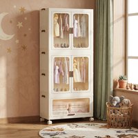 Armoire Pliable, Grande Armoire de Rangement Empilable en Plastique avec Boîte de Rangement pour Salon, Chambre et Dortoir