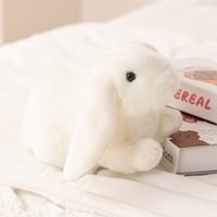 18CM Simulated Lying White Rabbit Plush Toys Soft Stuffed Lifelike Animal Small Rabbit Toys Friendly Sleeping Companion Gifts