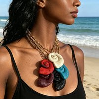 2026 New Design Colorful Resin Conch Charm Necklaces for Women Summer Beach Party Jewelry Holiday Gifts