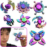 Rainbow Fidget Metal Spinner Colorful Finger Spinners High Speed Hand Spinners Fidget Toys for Stress Anxiety Relief for Adults