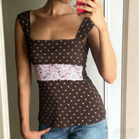 Sexy Pink Polka Dot Vest Suspender Retro Tank Top Sleeveless Square Neck Backless Top Summer Y2k Streetwear Camisole Chic 2026