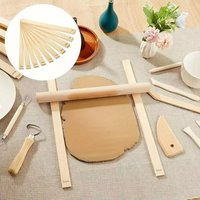 8pcs Wooden Slab Rolling Guides Set Thickness Strips 3mm/5mm/7mm/10mm Rolling Pin Guides Smooth Light Beige Clay Roller Rails