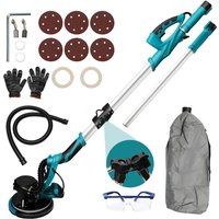 1250W Trockenbauschleifer mit 5 Geschwindigkeiten, klappbarem Teleskopgriff, LED-Licht und Staubabsaugung für Wand- und Deckenschleifen