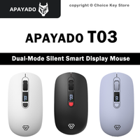 T03 Dual Mode Wireless Mouse Bluetooth 2.4G Silent Click Rechargeable 500mAh Smart Display Adjustable DPI for Office & Gaming