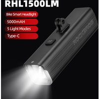 ROCKBROS Bicycle Light 1500LM Aluminum Alloy Type-C Charging Smart Bike Front Lights Hanging Version LED Lamp Cycling Headlights