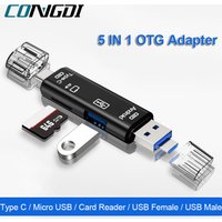 OTG Card Reader 5 IN 1 Micro USB Type C TF Memory Cardreader for Android Phone Computer Smartphone Dock OTG Type C Adapter