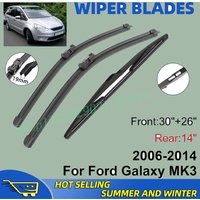3PCS For Ford Galaxy MK3 2006-2014 30" + 26"+ 14" Front Rear Wiper Blades Windshield Windscreen Window Cutter Accessories