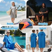 Unisex Ultra-Thin Quick-Dry Beach Poncho Lightweight Soft Portable Bathrobe for Surfing Swimming And Beach Use Carry-On Accessor
