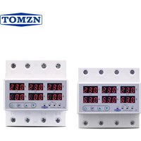 TOMZN TOVPD3-63VA Din Rail 3 Phase Adjustable Over and Under Voltage Protector relay with current protection 3*220V 380V