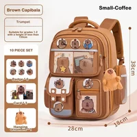 Capybara School Bag Waterproof Backpack Large Capacity Alleviate Burden Protecting Spine Widen Straps Backpack for Students Gift image 4