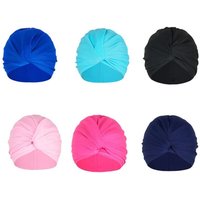 Female Girl High Elastic Swimming Hat Free Size Stretchy Swimming Caps Multi Colors Turban Women Swimm Hat Swim Pool