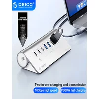 ORICO 10Gbps USB 3.2 HUB SuperSpeed Powered PD60W Charger 4/7 Port Type C Splitter Aluminum With Power Adapter for MacBook PC