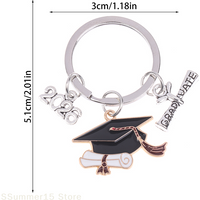 【R】Graduation Gown Cap KeyChain Ring Student Women Jewelry Personalized Accessories Fashion Pendant Gifts Forever