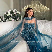 Customized Peacock Blue Evening Gown Crystal Appliqué Strapless Ball Gown Formal Occasion Dress Middle Eastern Engagement Dress