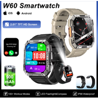 New R60 Bluetooth Call Smartwatch for Men Women 1.96'' AMOLED HD Screen Blood Oxygen Health Monitoring Fitness Tracking Watch