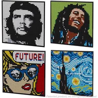 2488PCS MOC Pixel Art Starry Night Pop Famous Home Decorative Painting Mosaic Wall Frame Building Blocks Dots DIY Jigsaw Gift