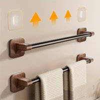 Towel Rack Walnut Color Style Punch-Free Wall-Mounted Bathroom Storage Single Rod Bathroom Towel Hanging Rack Towel Racks