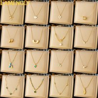 LAMENGLY 316L Stainless Steel Simple Style Bowknot Heart Pearl Geometry Pendant Necklace For Women Elegant Trend Neck Chain Gift