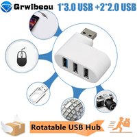 3-Port USB 3.0 Hub 90°/180° Degree Rotatable USB Splitter USB Extender for Laptop Car iMac MacBook Air MacBook Pro and More