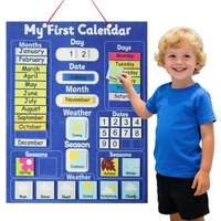 Children's Calendar Felt Board - Early Learning Wall Calendar with Weather Date Month Week Season Educational Charts for Kids