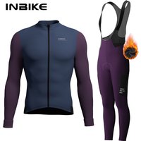 AliExpress INBIKE Winter Cycling Clothing for Men Fleece Cycling Sets Long Sleeve Jersey with Pockets Long Bicycle Bib Pants for Road Bikes