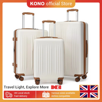 Kono 3-Piece Luggage Set - 20"+24"+28" Expandable ABS+PC Hardshell Suitcase (37L/63L/95L), 4-Wheel Lightweight Spinner