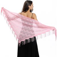 Elegant Lace Wavy Triangle Shawl Hollow Mesh Thin Breathable Tassel Scarf Party Evening Dress Versatile Shawl