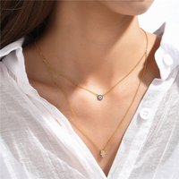 CANNER 925 Sterling Silver Double Layer Devil Eyes Blue Zircon Pendant Necklaces For Women Chains Jewelry Gift Collares подвеска