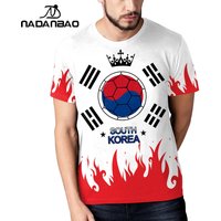 NADANBAO South Korea Team Football Prined T-Shirts O-Neck Short Sleeve Supporter Jersey Summer 3D Print Soccer Top Tee Clothing