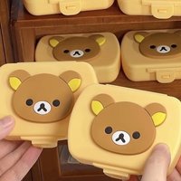 Hot Rilakkuma Cute Mini Portable Travel Cartoon Compartment Storage Box 9x7x3cm Student Planner Jewelry Pill Organizer Gifts