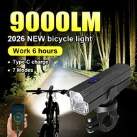 9000LM LED Bicycle Front Light Super Bright Bicycle Light 5000mAh Waterproof Bicycle Headlight Rechargeable Night Riding Light