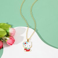 Sweet Cartoon Style Hello Kitty Pendant Necklace - Cute Children's Accessory Birthday Gift Cartoon Jewelry for Kids