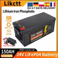 Nowa bateria litowo-żelazowo-fosforanowa LiFePO4 12V 24V 100Ah 150Ah 200Ah 350Ah, wbudowany system zarządzania baterią (BMS) 100A, ponad 9000 cykli głębokiego rozładowania, ochrona przed niskimi