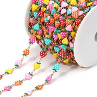 1 Meter Stainless Steel Candy Color Enamel Strawberry Chains DIY Jewelry Making Necklaces Earrings Bracelets Findings Body Chain