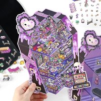 4pcs/bag 2.5D oversized scenery stickers clinic ballroom ghost inn tomato express scenery miniature scene decompression