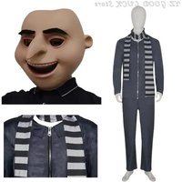 HN8 Movie Gru Cosplay Costume DAD Gru Masks Cospaly Mask for Men Coat Pants Scarf Disguise Party Fantasy Outfits Halloween D8…Gf