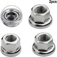2PCS M9 M10 3/8 Bicycle Hub Nut Screws Rear Axle Nut Flange Front Wheel Screw Anti-skid Front Axle Nut Bicycle Accessories Parts