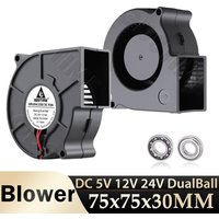 Gdstime 7530 Radial Fan DC 5V 12V Blower Fan 24V 7cm Dual Ball Centrifugal Radial Fan USB Flow Cooler Air Cooler Fan Mini PC Fan