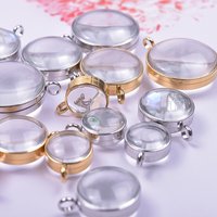 1Pc 15-45mm Glass Chunky Double Curved Cremation Urn Locket Pendant Round Reliquary Picture Medaillon Pendentif Jewelry Making