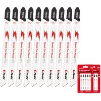 EZARC Jigsaw Blades T101B 10pcs, Jig Saw Blades Set 10 TPI, T-Shank Replacement, for Wood Clean Cutting Smooth Curve Cutting