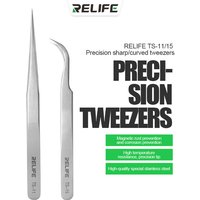 RELIFE TS-11 TS-15 Precision Curved Straight Tweezers Stainless Steel Anti-static For Electronic CPU IC Phone Repair Tools Kit