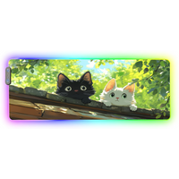 Cartoon Cute Cat Plant Mouse Pad RGB LED Light Colorful Game Keyboard Non-slip Cover Desk-mat Surface Waterproof