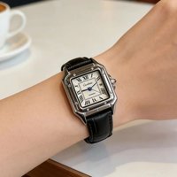 Retro Square Women's Quartz Watch with Roman Numeral Dial, Black Leather Strap, Stainless Steel Case, Waterproof Women's Watch, Retro Casual Watch, Gift for Girlfriend or Wife