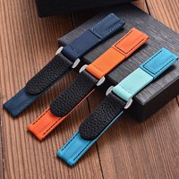 Pale Blue Premium Grade Hook And Loop Adhesive Watch Band 20mm Leather Nylon Watch Strap For Watch Replacement