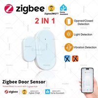 2 In 1 Zigbee Door Sensor Window Sensor With Light Vibration Detect Smart Home Door Detector AntiTheft Alarm Sensor Support Z2M