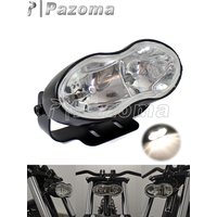 AliExpress Micro dream Black Motorcycle Twin Light Double Oval Wave Headlight For Harley Cafe Racer Bobber Chopper Street Bike Sportster Dual Headlamp