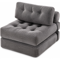 Wevalley Foldable Single Sofa Bed 85 X 190 cm - 20 cm Memory Foam, Corduroy, Living Room Bedroom Studio - Grey