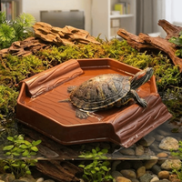 Plastic Tortoise Water Dish with Ramp Anti-Slip Reptile Pool Dish Bathing Pool Water Bowl Turtle Feeding Dish Terrarium Setup