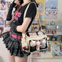 Ita Bag with Insert Background Women Kawaii Shoulder Bag Clear Window Pins Badge Display Crossbody Bag for Anime Expo Cosplay